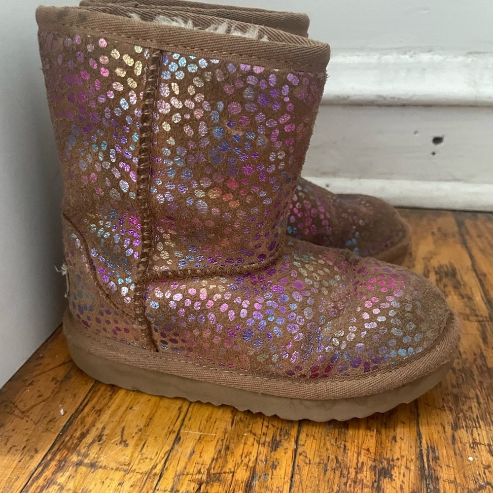UGG Brown and Pink Glitter Boots